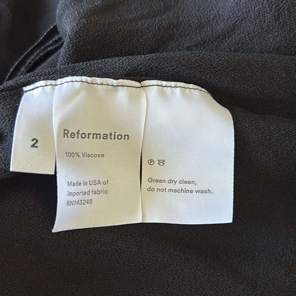 Reformation Black Chiffon Crepe Ruffle Mini Dress Size XXS - Picture 7 of 11
